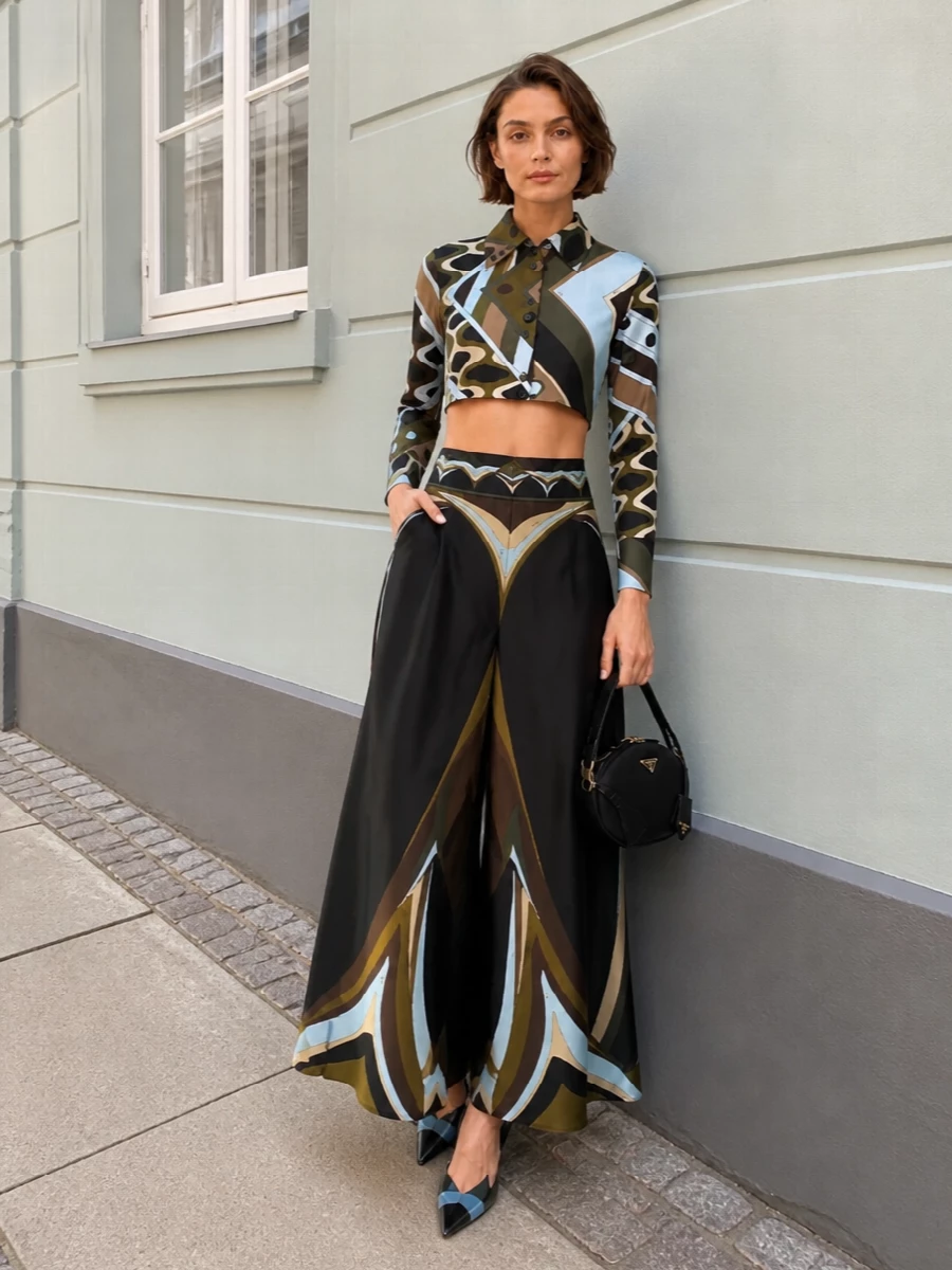 Pucci printed shirt maxi skirt prada heels