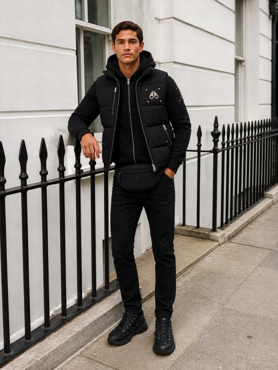 Moose knuckles gilet moncler sneakers jeans outfit