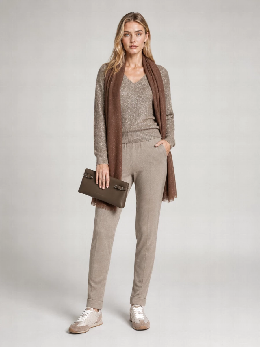 Brunello Cucinelli sequin appliqué v-neck long-sleeve sweater
