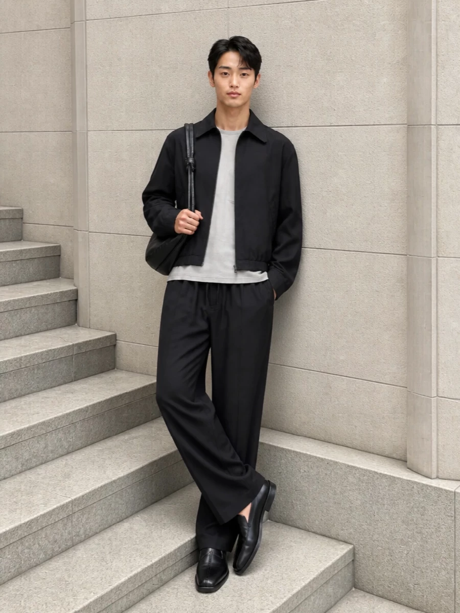 Lemaire mens charcoal jacket outfit loafers