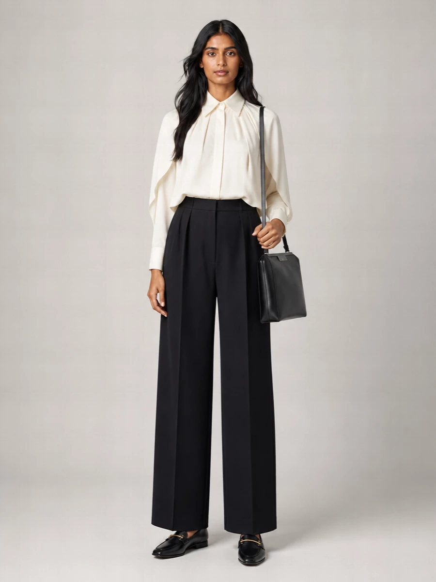 Max Mara Virgin Wool High-Rise Pleated Wide-Leg Trousers