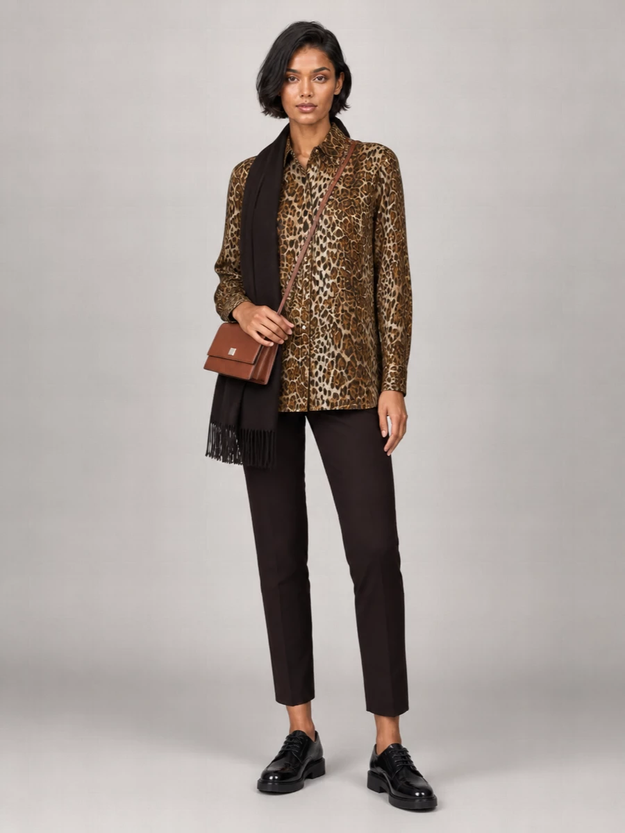 S Max Mara Silk Animal-Print Blouse