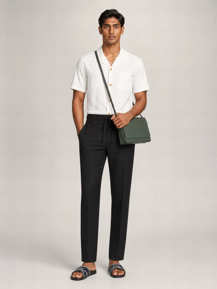 Valextra Leather Messenger Bag