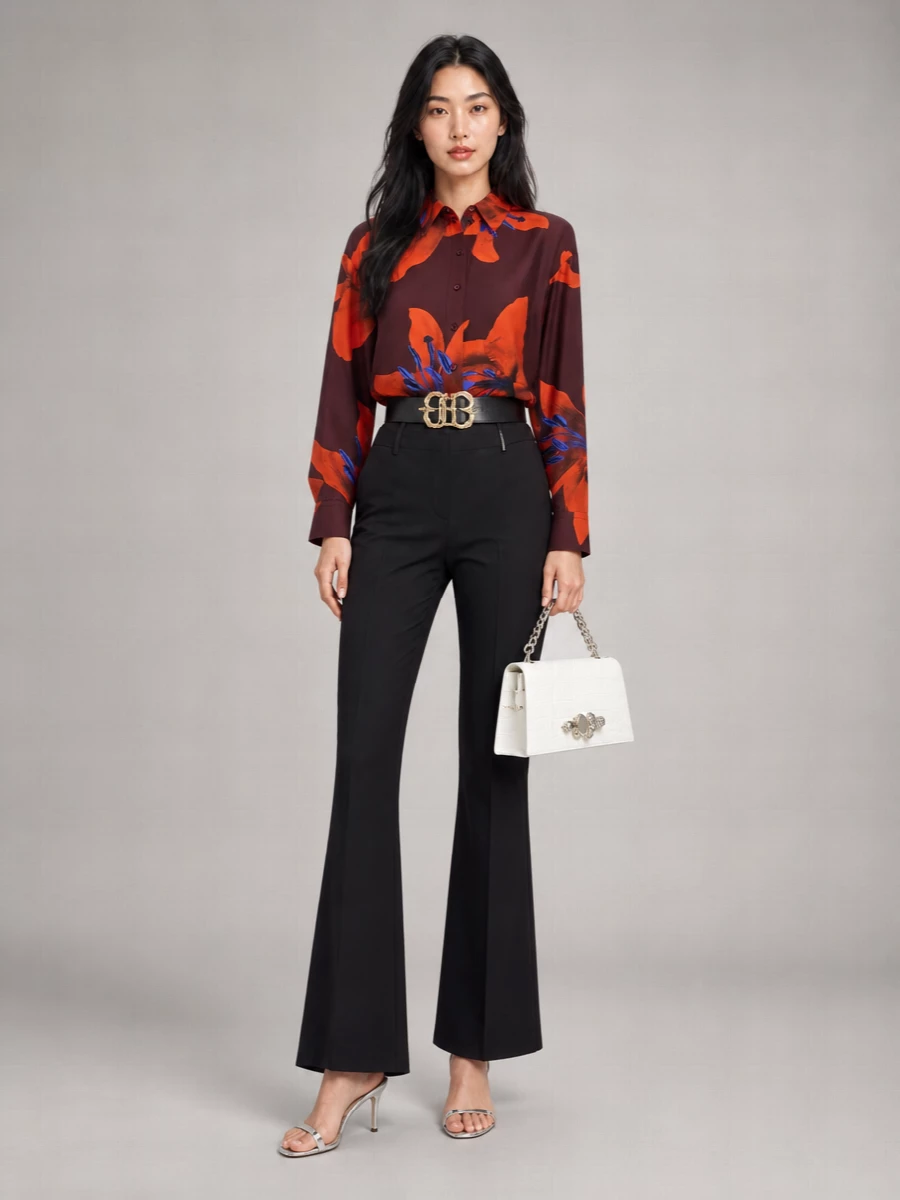 Mc Queen Silk Printed Long-Sleeve Shirt