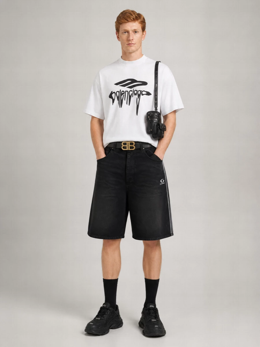 Balenciaga Denim Bermuda Shorts