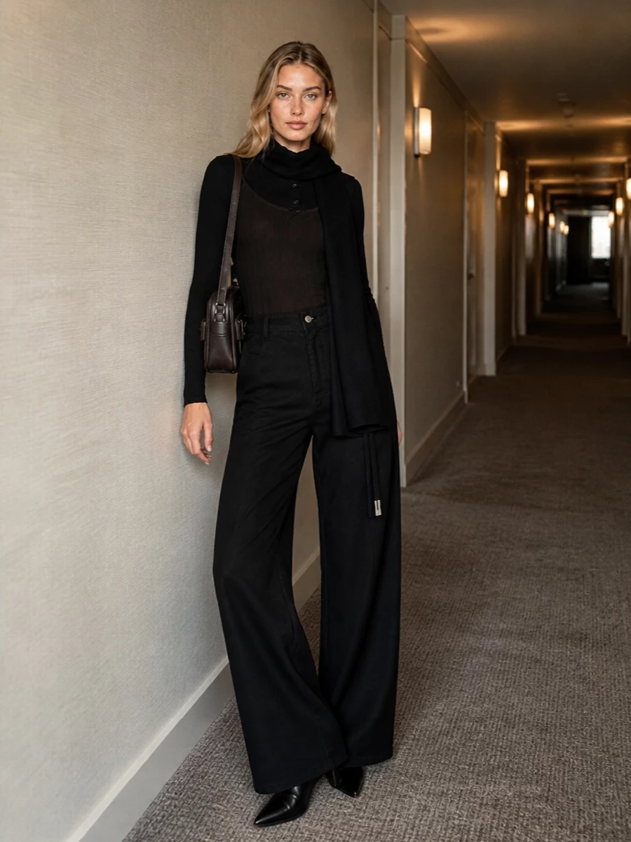 Acne knit ann demeulemeester wide leg trouser