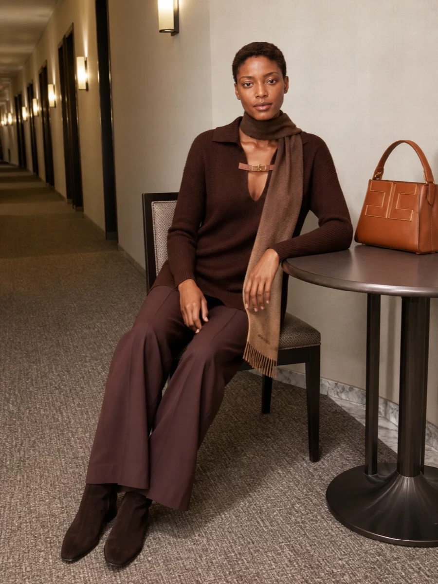 Elisabetta franchi brown sweater tailored trousers