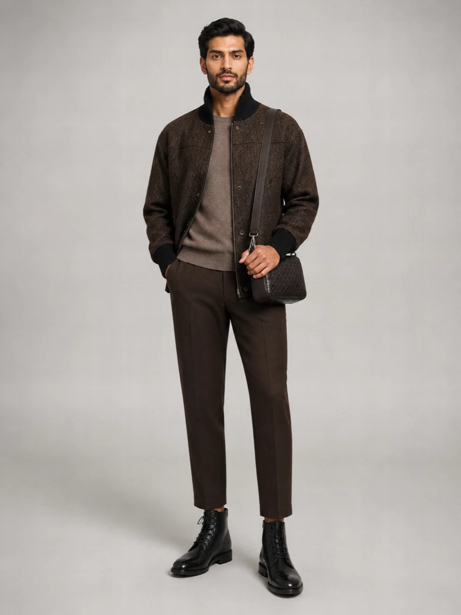 Maison Margiela Wool Herringbone Single Breasted Coat