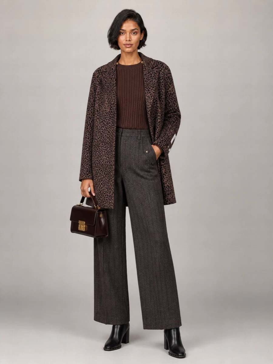 Golden Goose Leopard Jacquard Wool Coat