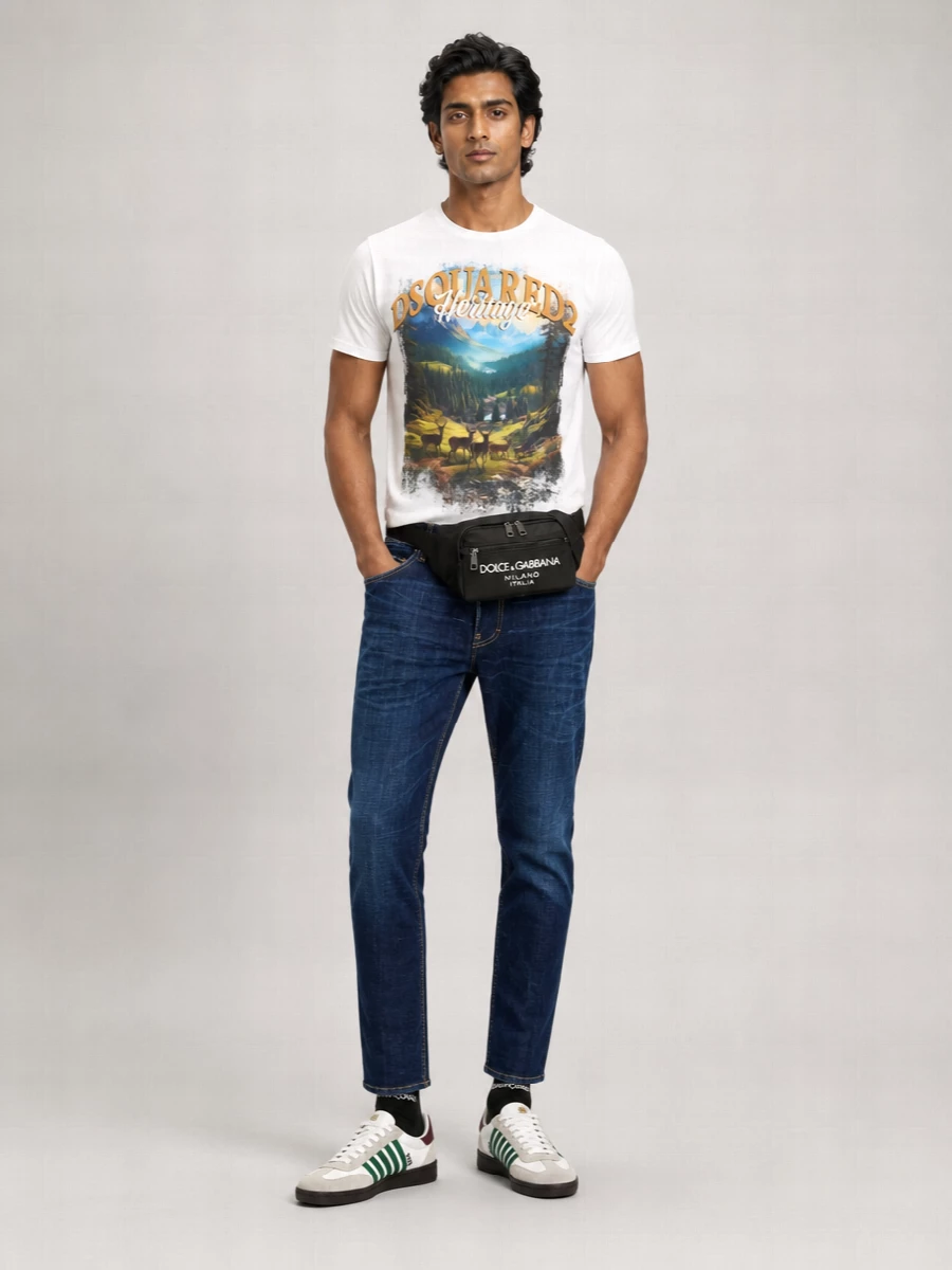 Dsquared2 Cotton Logo Print Graphic Print Crew Neck Short Sleeve T-Shirt