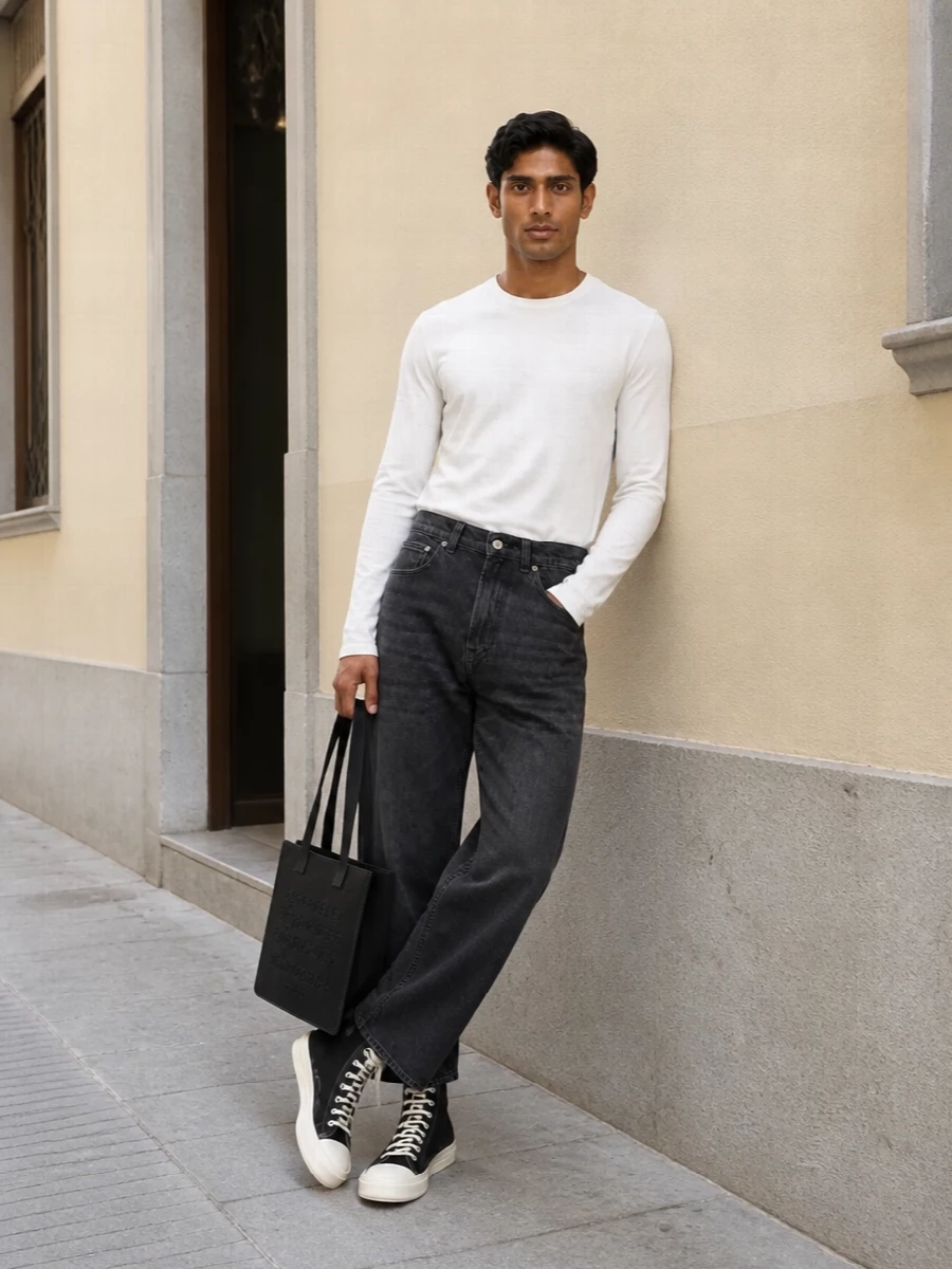 Rick owens tee black jeans drkshdw sneakers