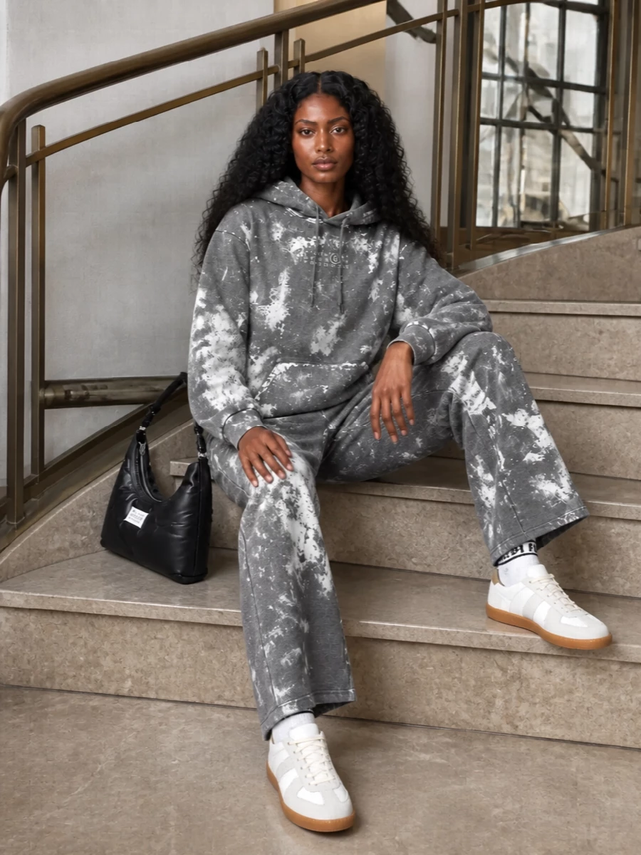 Mm6 maison margiela bleached hoodie wide leg pants