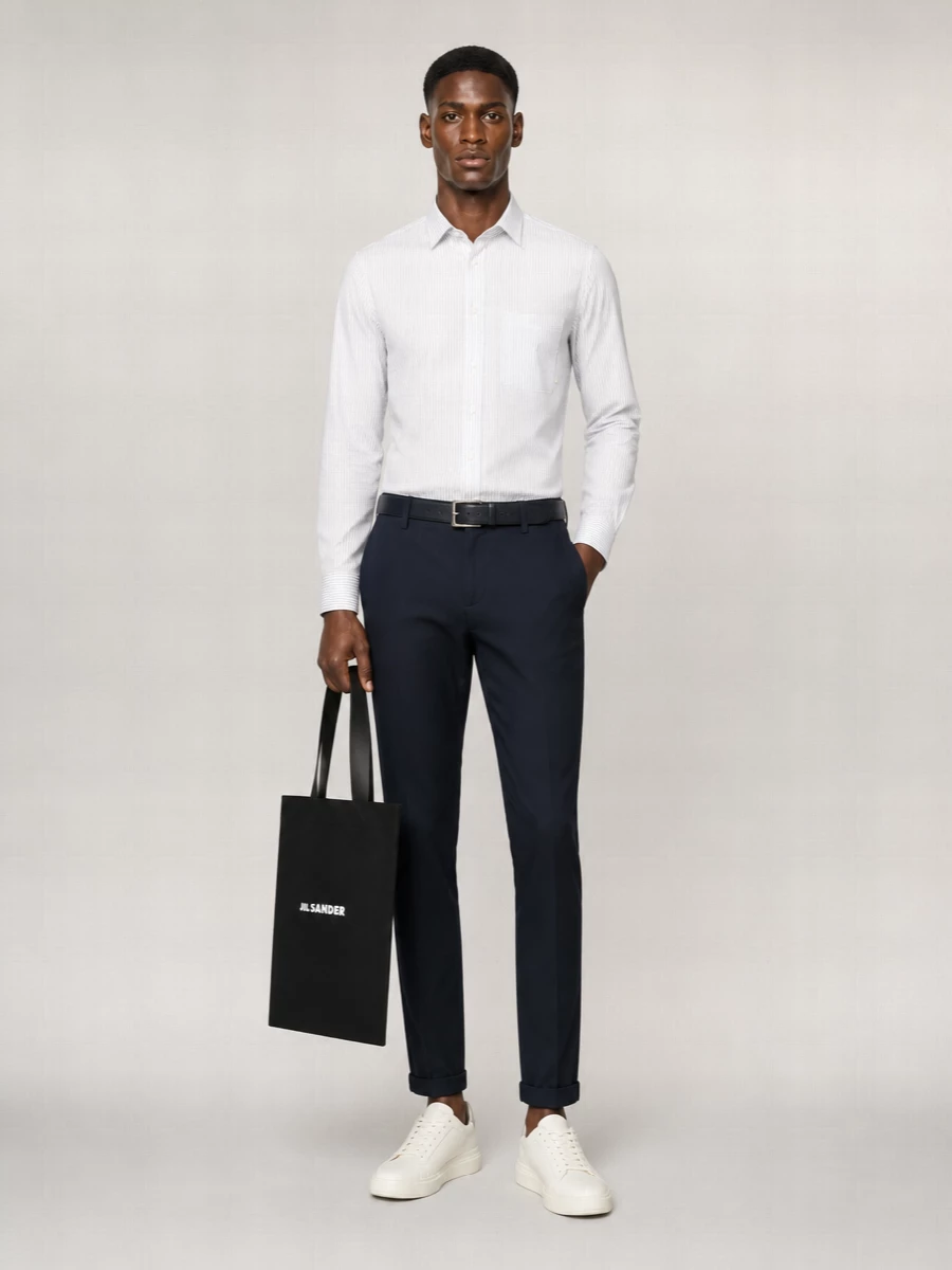 Calvin Klein Striped Slim-Fit Cotton Shirt