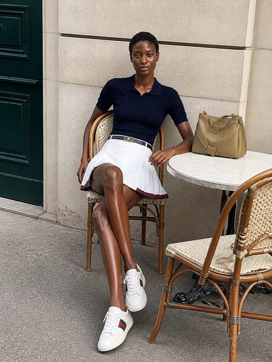 Gucci polo tennis skirt quiet luxury outfit