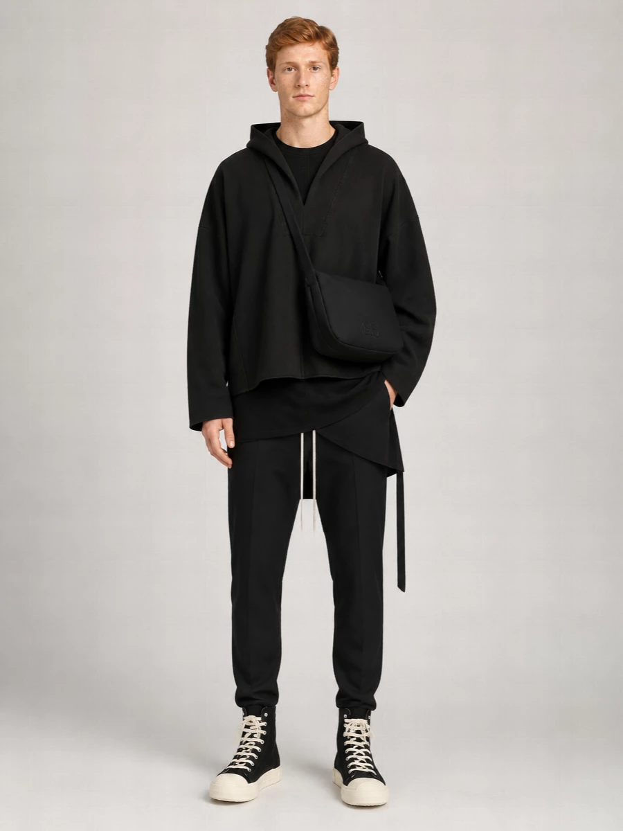 Rick Owens Drkshdw Cotton Oversized V-Neck Hooded Jacket