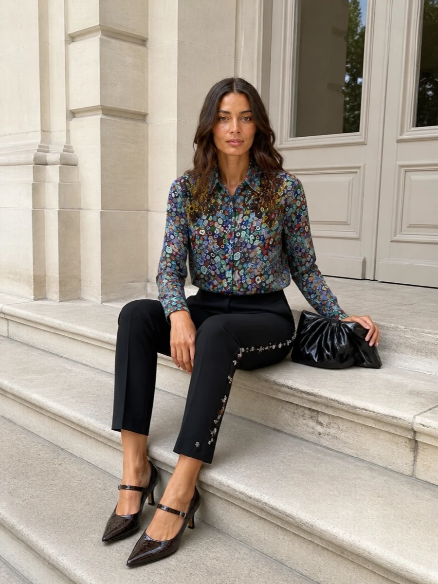 Dries van noten embellished shirt black trouser