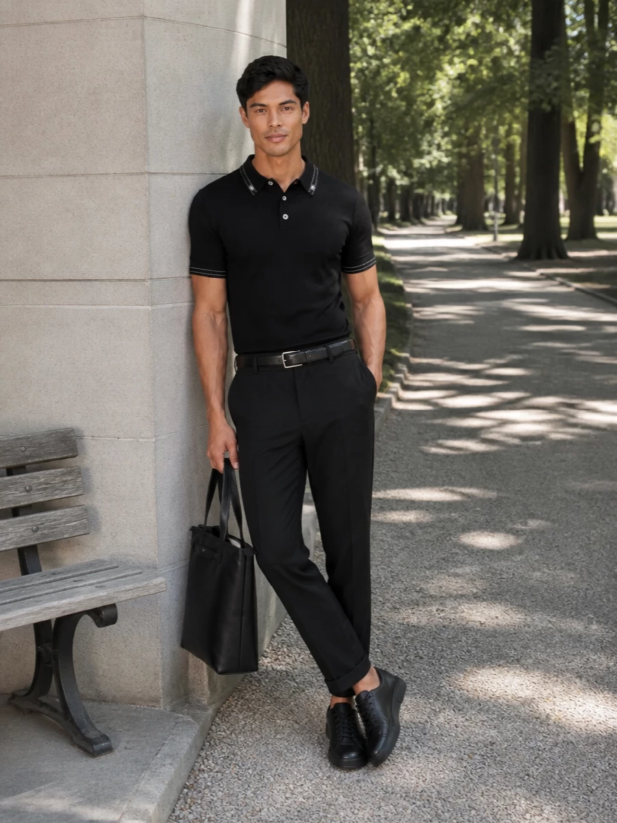 Dolce gabbana black polo tailored trouser outfit