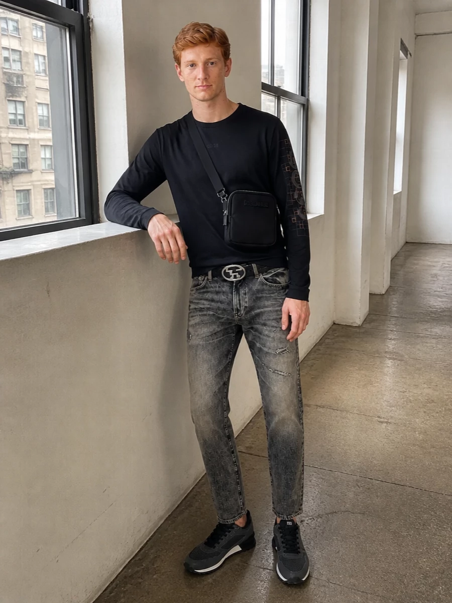Boss jeans black long sleeve charcoal sneakers