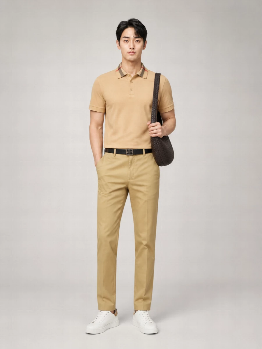 Burberry Cotton Check Collar Polo Shirt