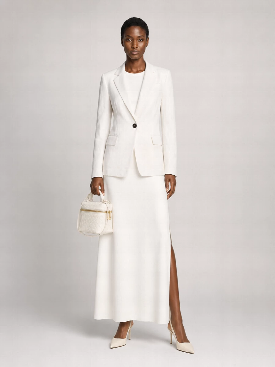 Brunello Cucinelli Cotton Linen Single-Breasted Blazer