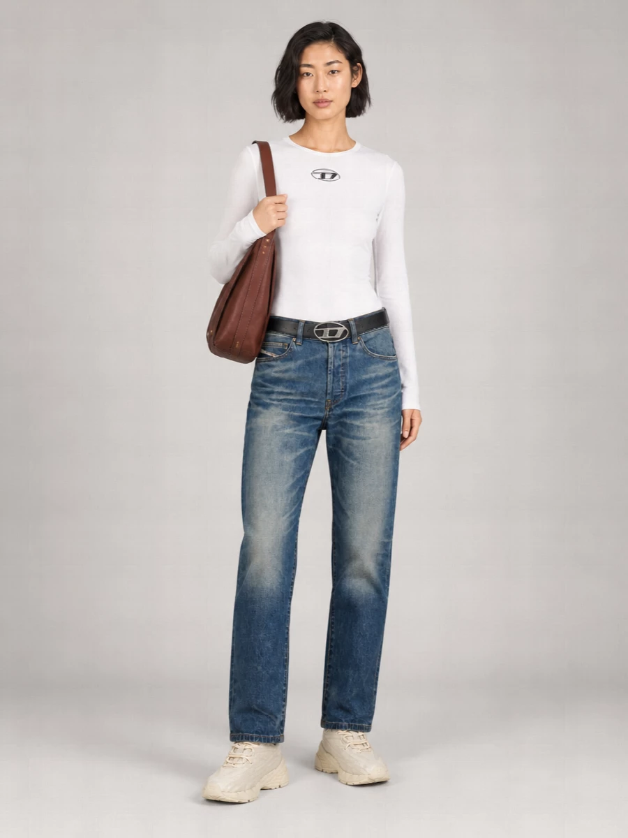 Diesel high-rise straight-leg denim jeans