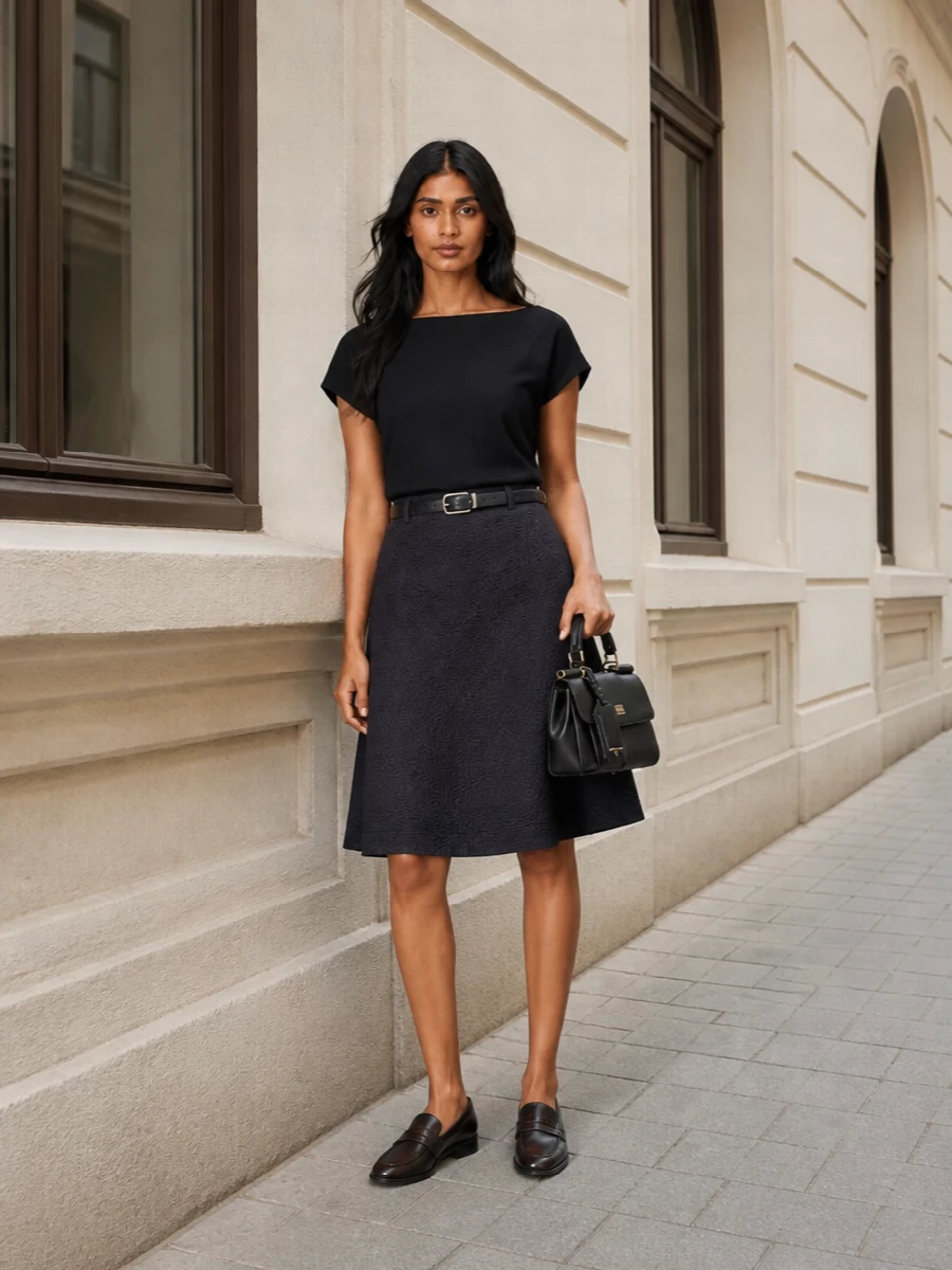 Dries van noten brocade skirt black shell outfit