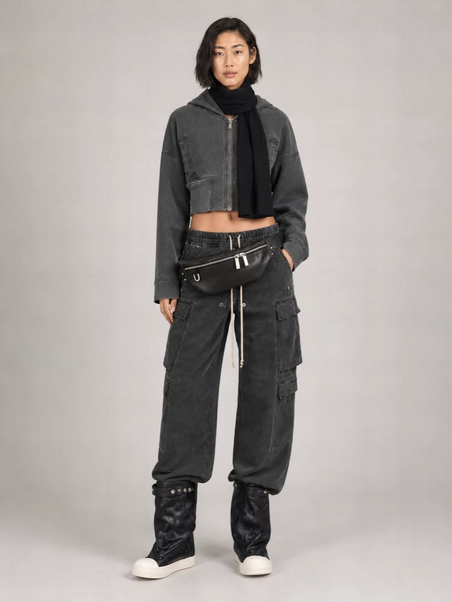 Rick Owens Drkshdw cropped hooded denim jacket