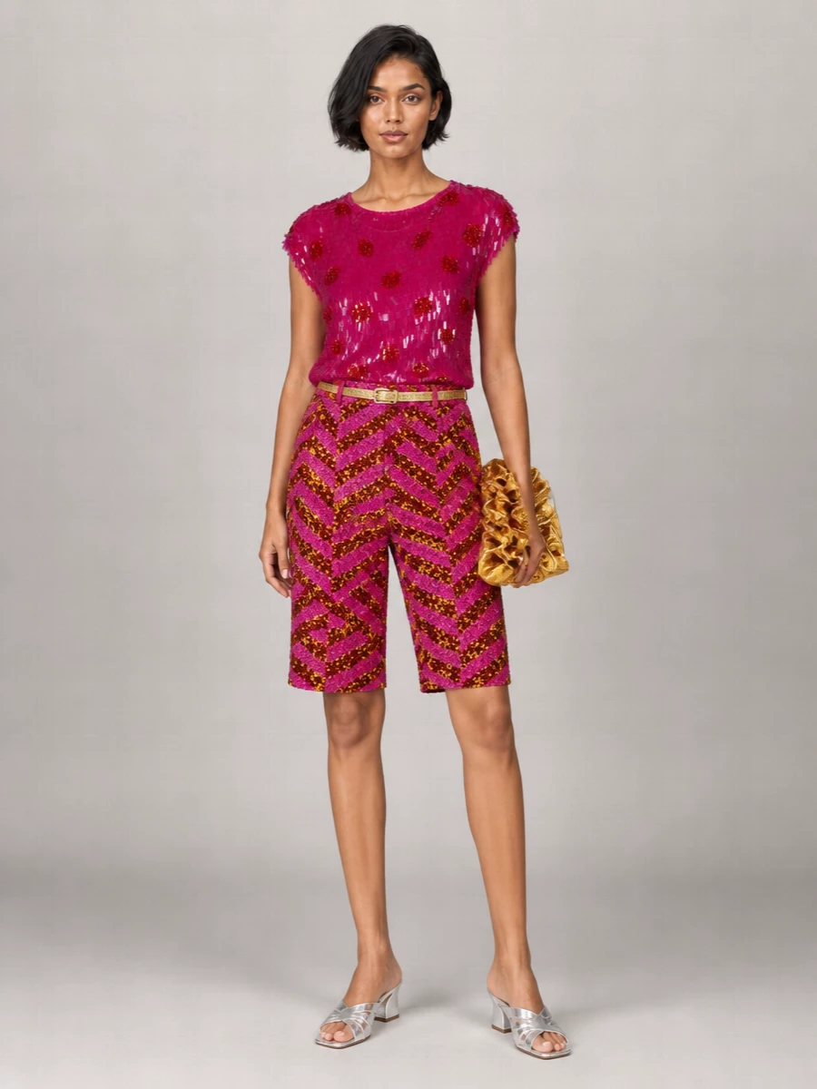 Dries Van Noten Sequin-Embellished Wide-Leg Bermuda Shorts