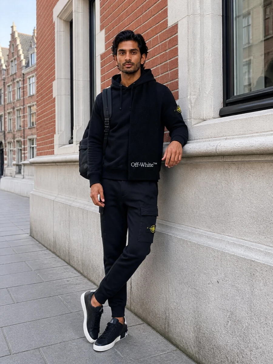 Stone island hoodie cargo joggers sneakers