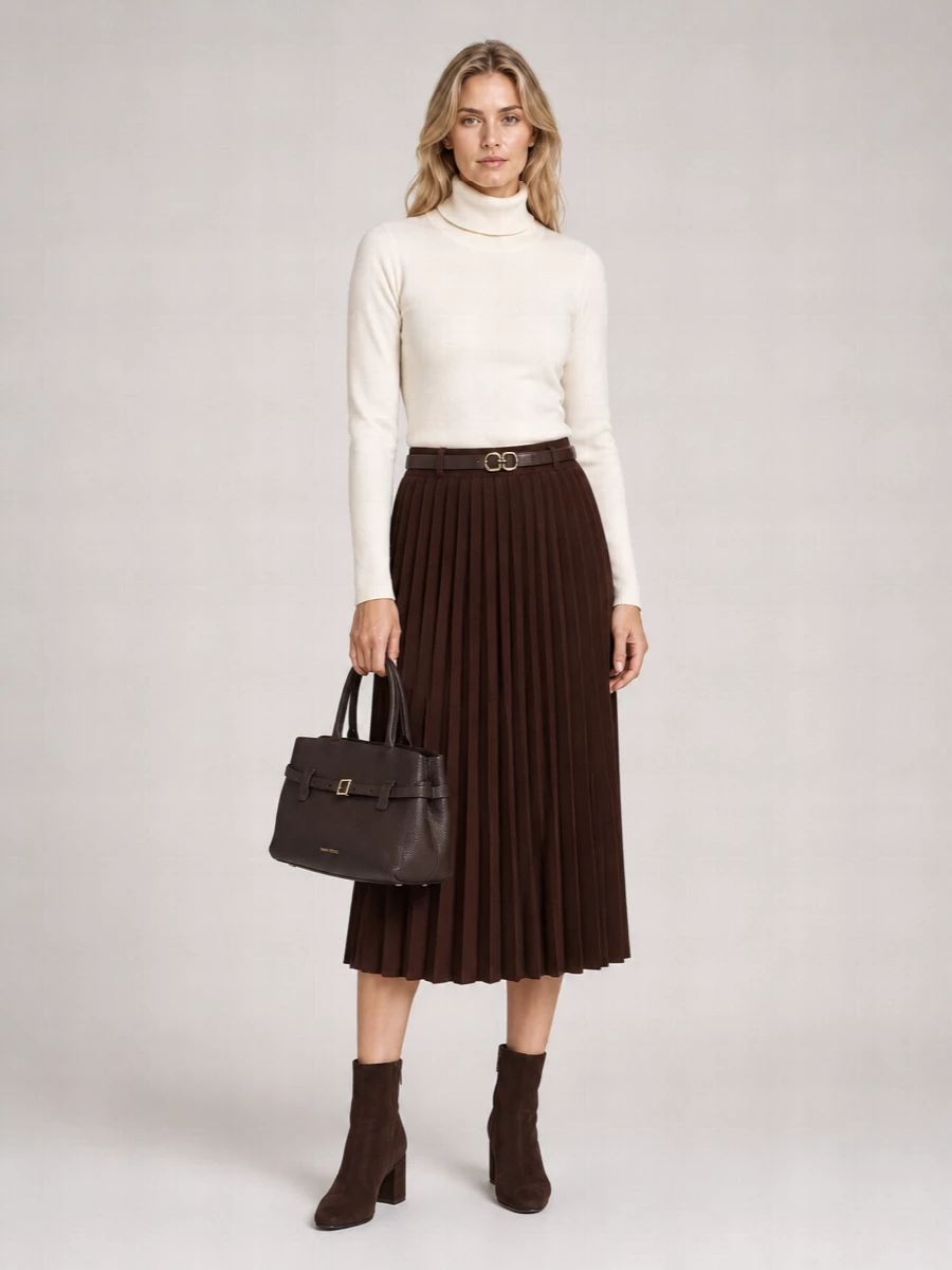 Fabiana Filippi Cashmere Silk Virgin Wool Knitted Pleated Skirt