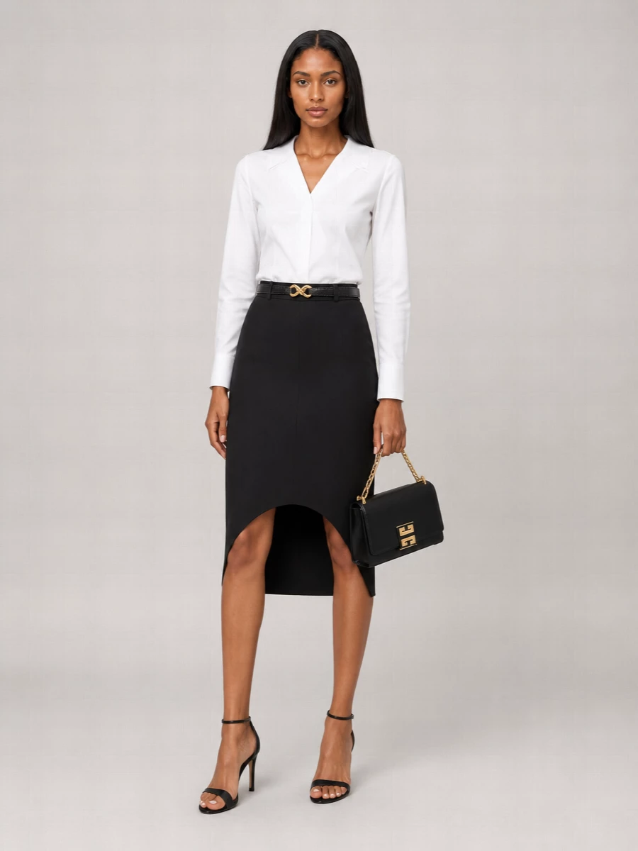 Givenchy Asymmetric Wool Pencil Skirt
