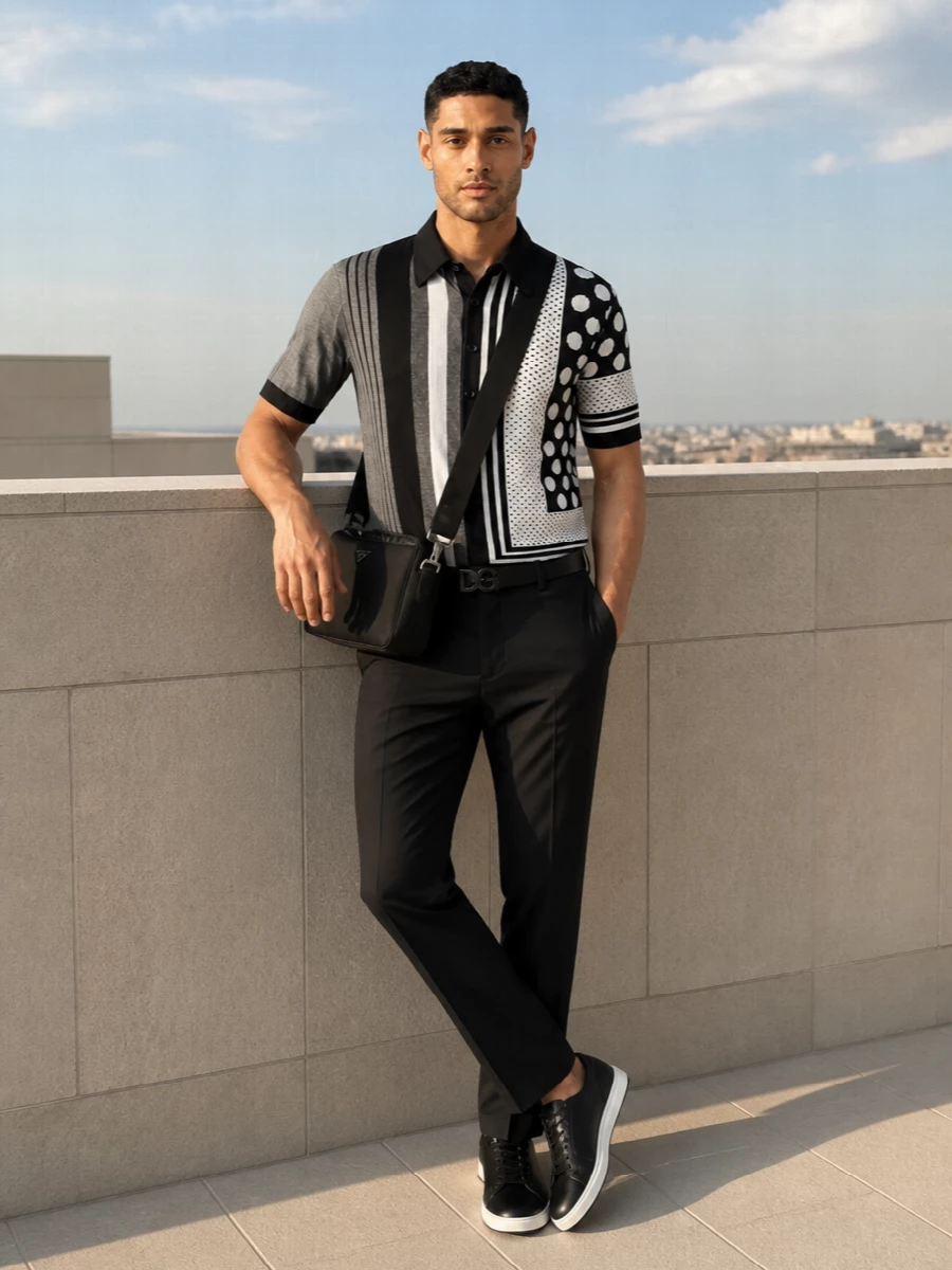 Dolce gabbana monochrome shirt black trousers