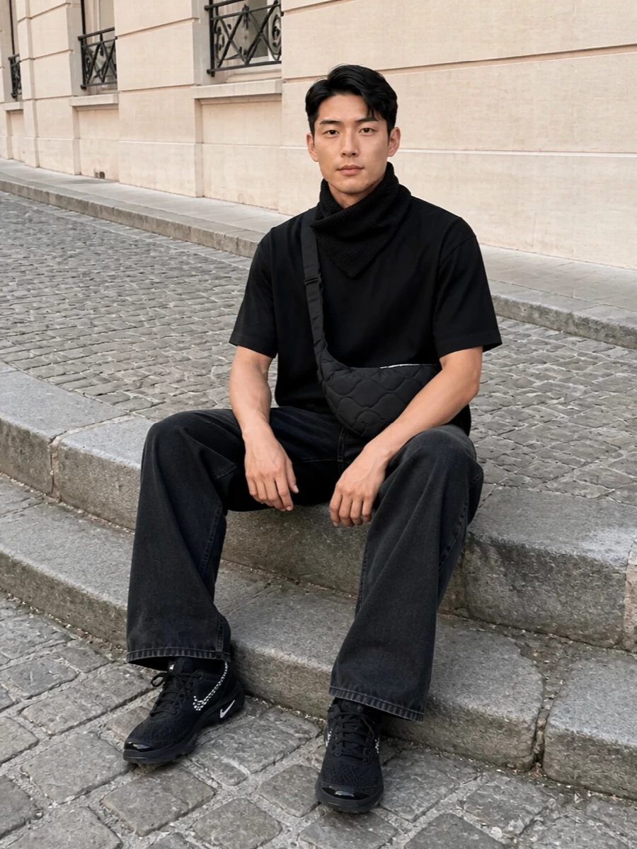 Cdg tee apc wide leg jeans outfit