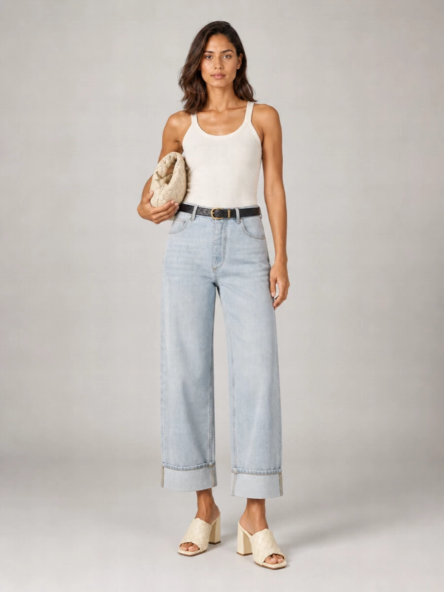 Bottega Veneta Denim Wide-Leg Trousers