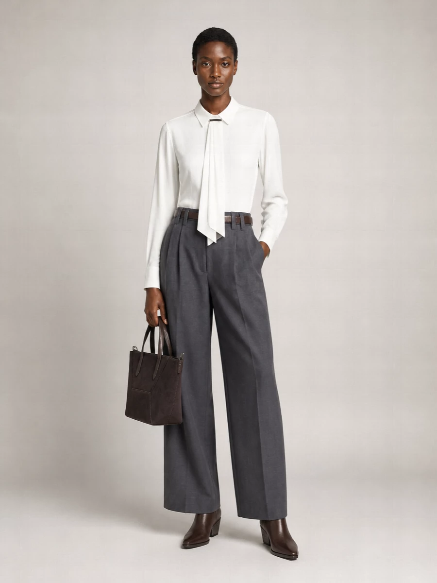 Brunello Cucinelli Virgin Wool Pleated Tailored Trousers