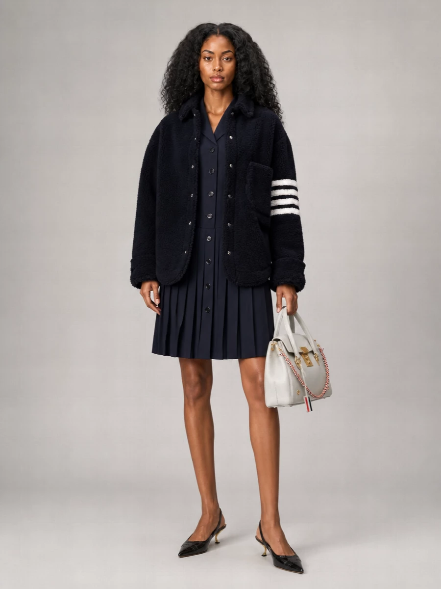Thom Browne Shearling Oversized Shirt Jacket