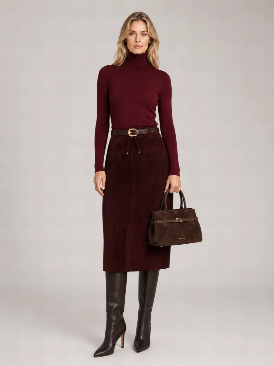 S Max Mara Suede Straight Skirt