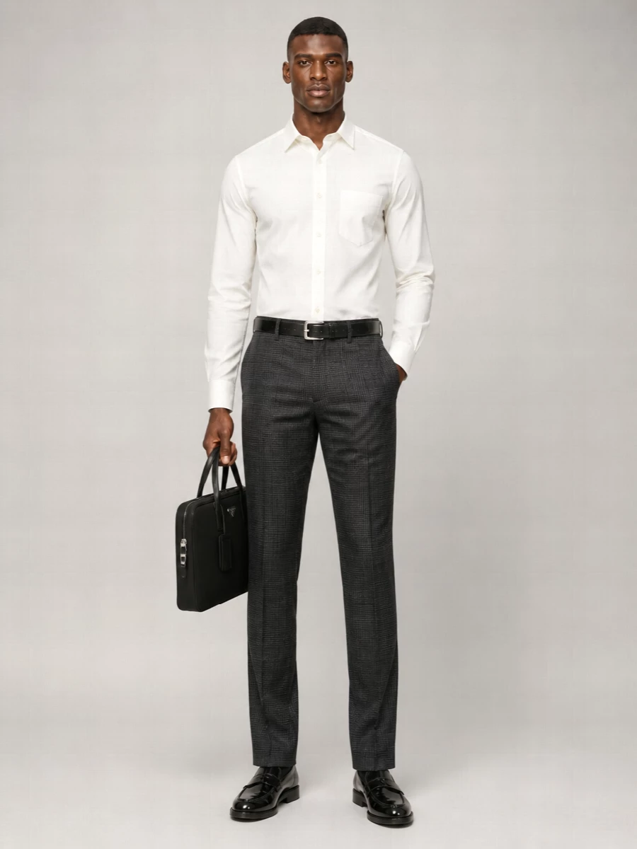 Prada Checked Virgin Wool Straight-Leg Trousers