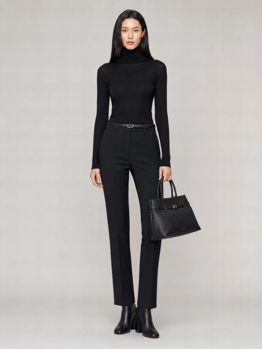 S Max Mara Slim Fit Stretch Fabric Trousers With Belt Loops