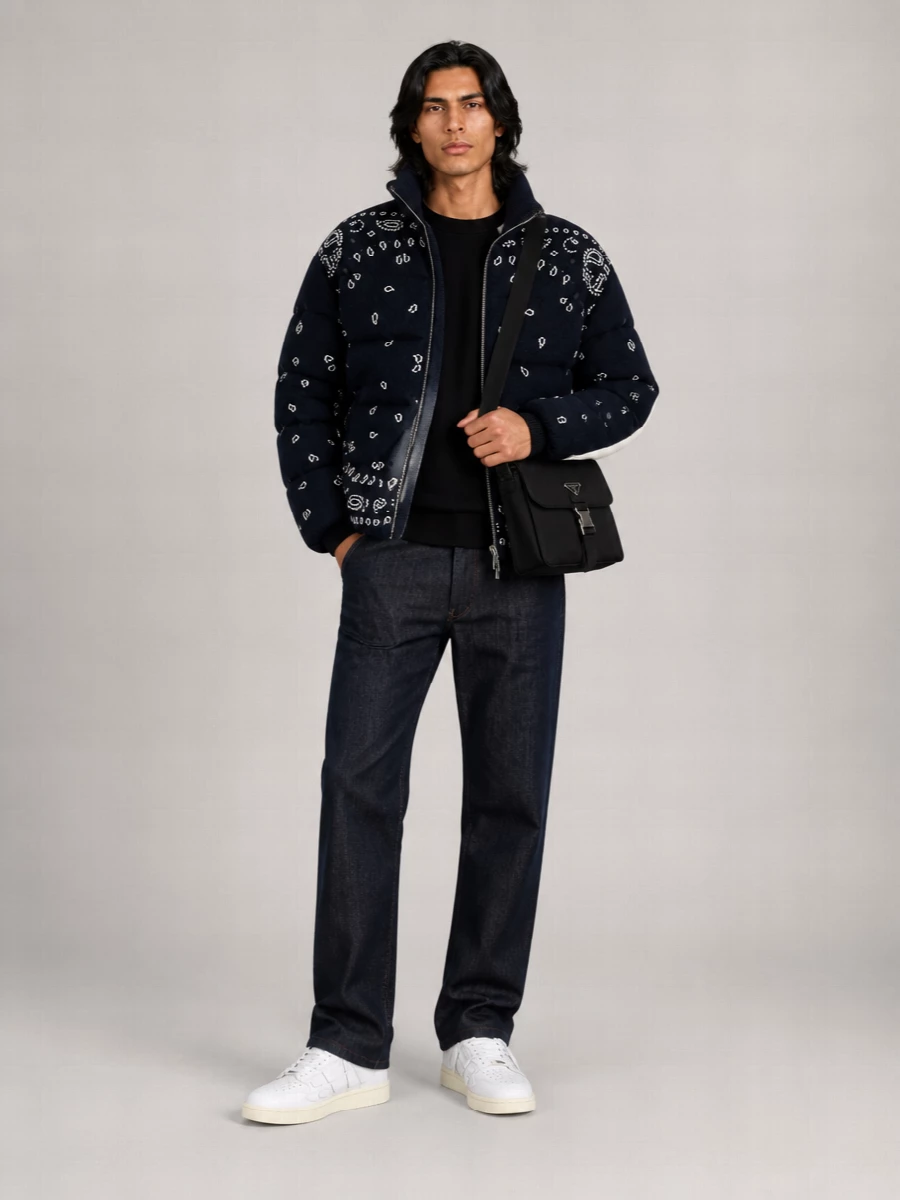 Alanui Wool Bandana-Embroidered Down Jacket