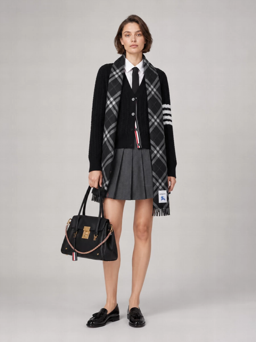 Burberry Embroidered Wool Silk Scarf
