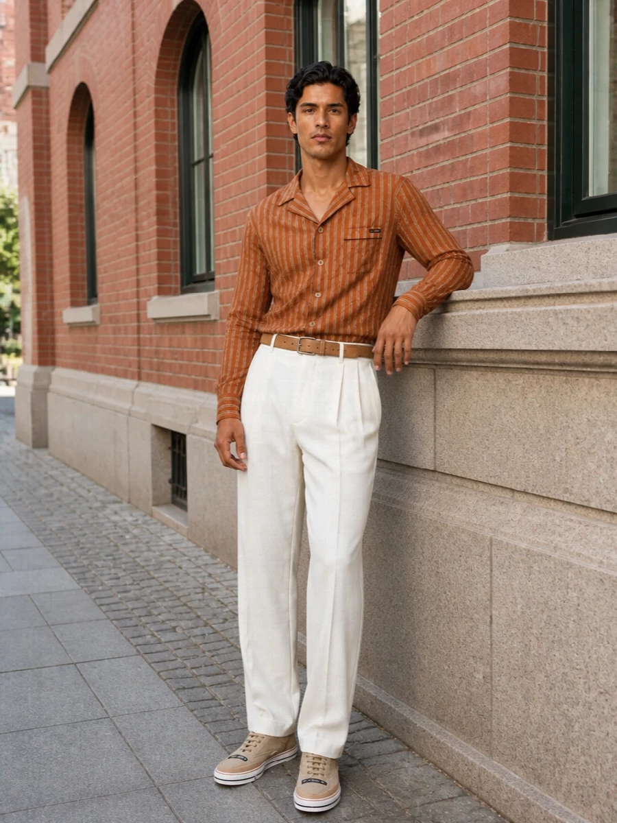 Dolce gabbana rust shirt ivory tailored shorts