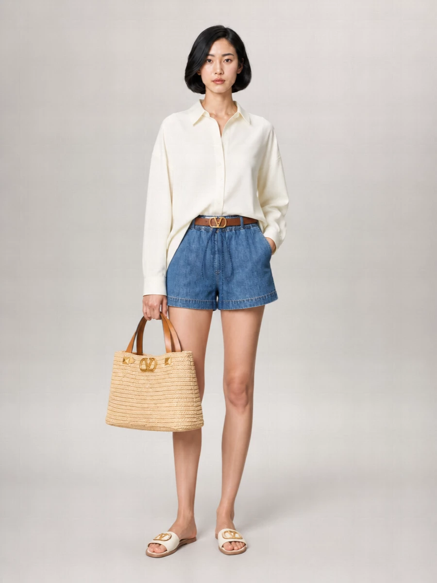 Valentino Denim Knee-Length Shorts