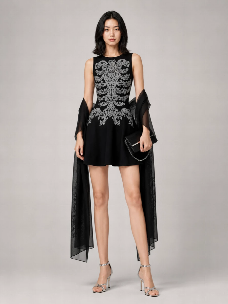 Alexander Mcqueen Jacquard Sleeveless Mini Dress