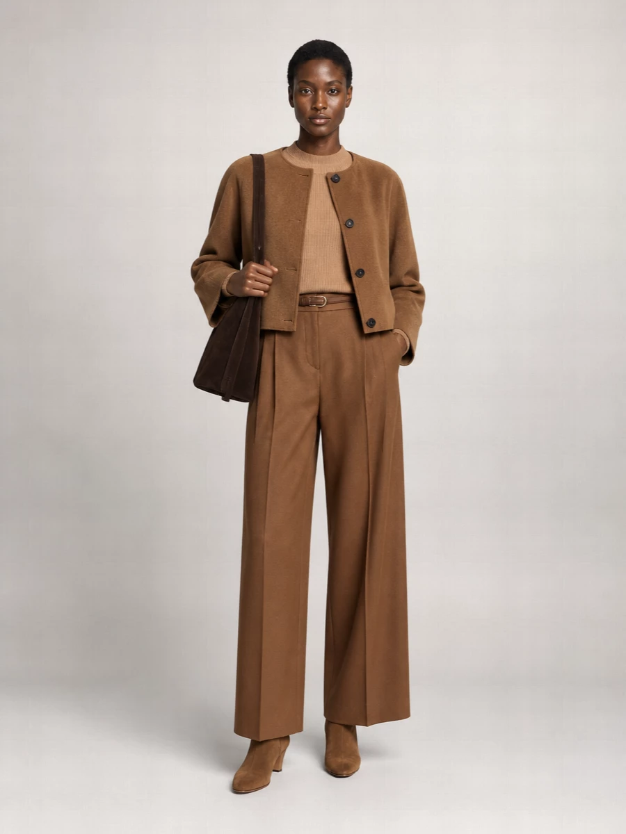 S Max Mara wool cropped single breasted coat