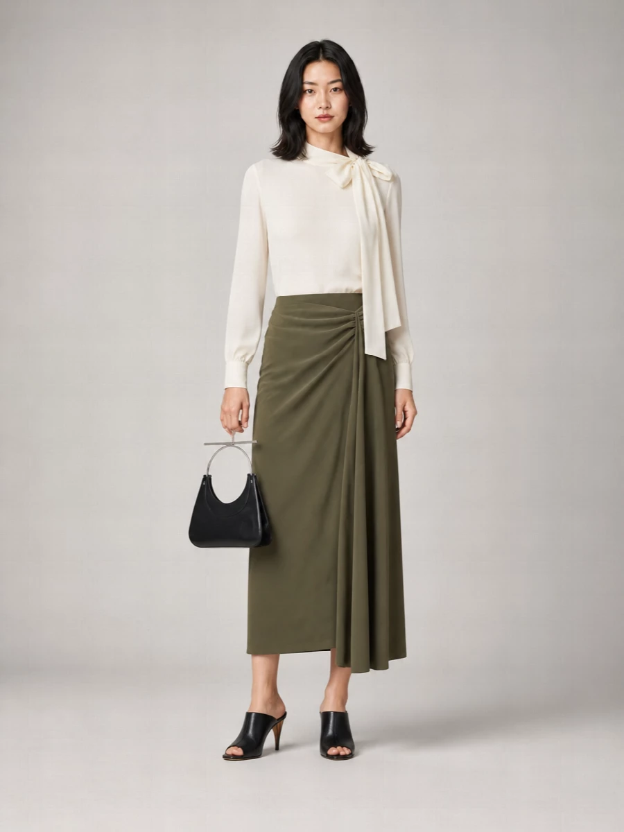 Alexander Mcqueen Silk Draped Asymmetric Maxi Skirt