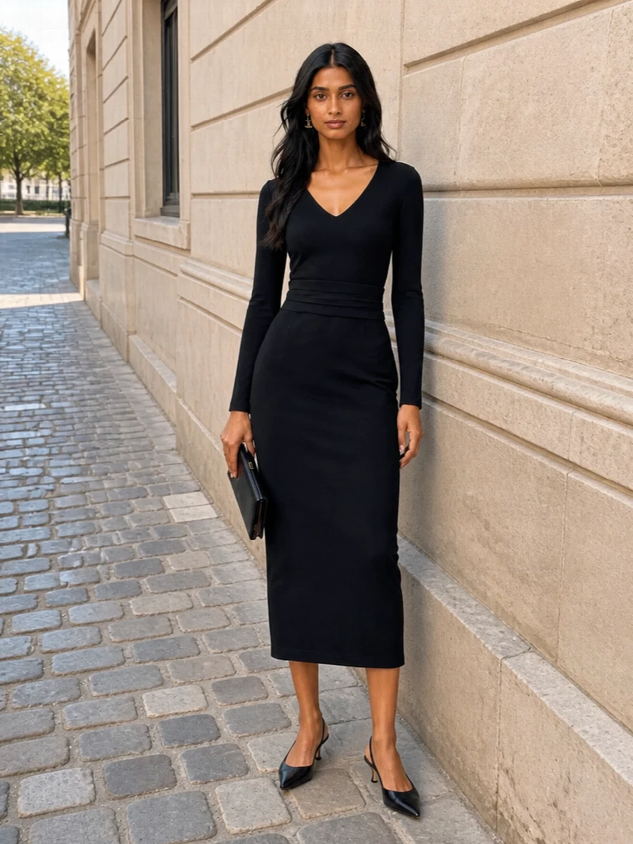 Dolce gabbana black midi dress slingback heels
