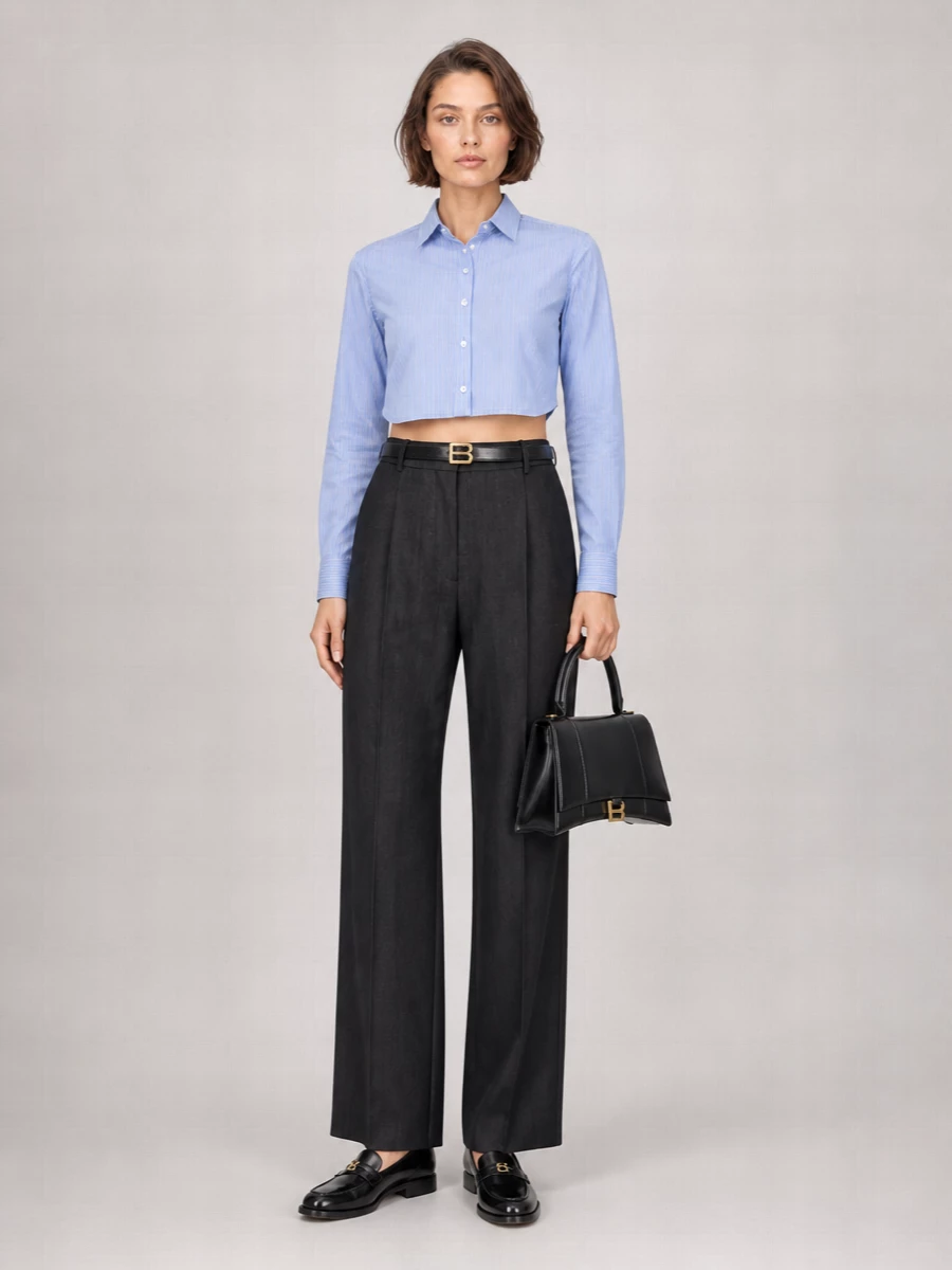 Balenciaga Striped Cropped Shirt