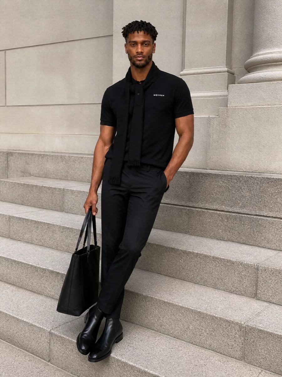 Mcqueen black polo slim trousers ankle boots