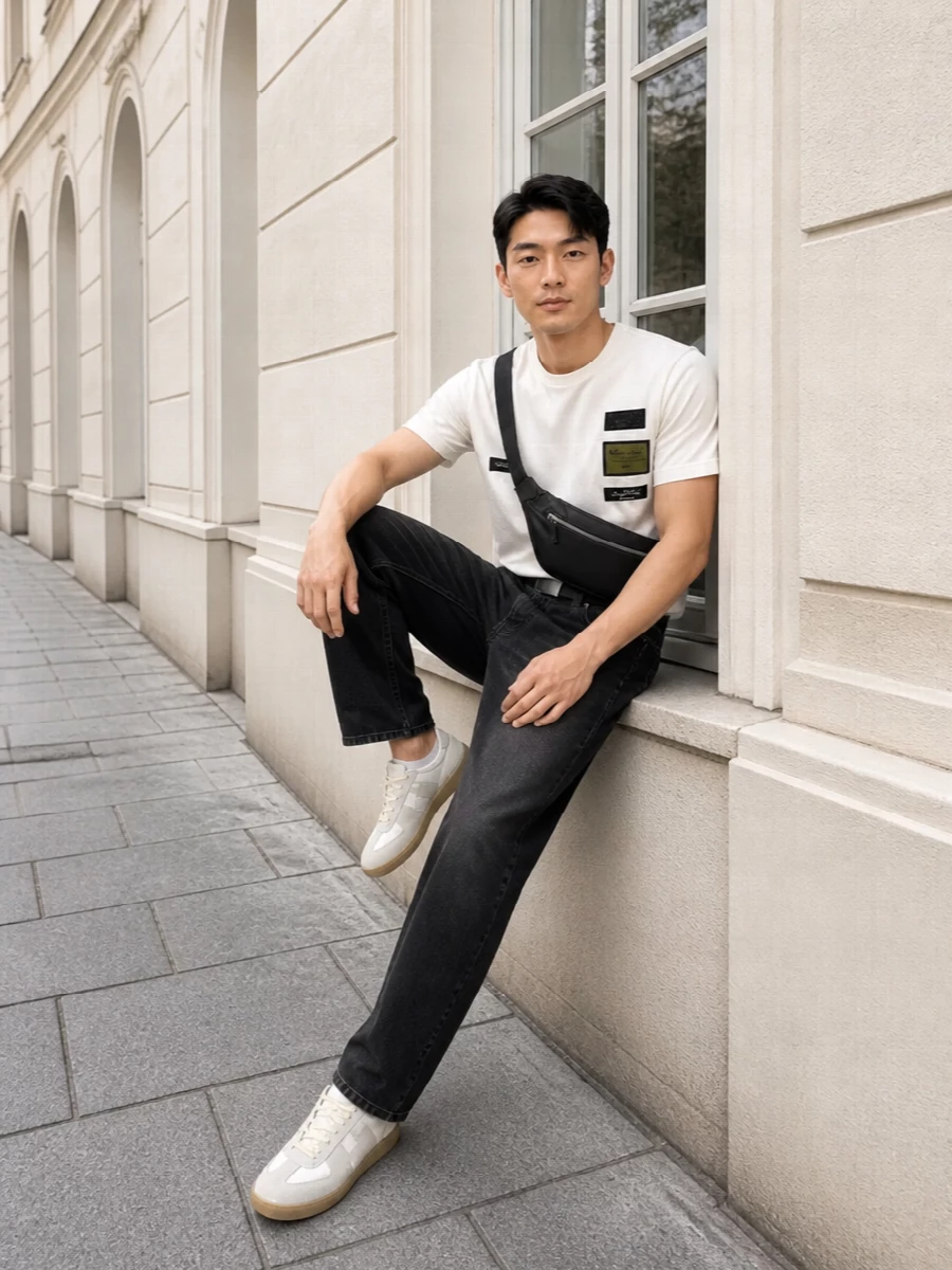 Mm6 margiela off white tee black jeans outfit
